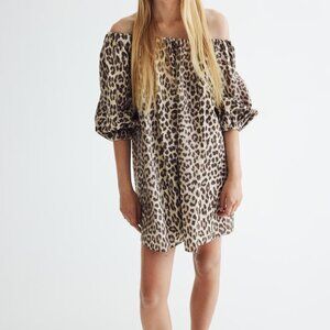 H&M Leopard Print Off-the-Shoulder Dress - SZ L   New w Tags